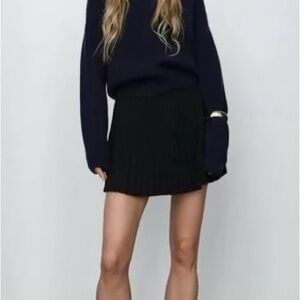Zara Black Skater Pleated Mini Skort